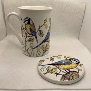 Covered Tea Mug by Kent Pottery | Blue Tit English Garden Cottage Cup